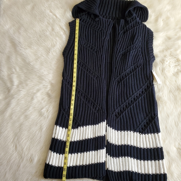 Anthropologie Maeve Cardigan NWT Sleeveless Black White Duster XS/S - Picture 13 of 13